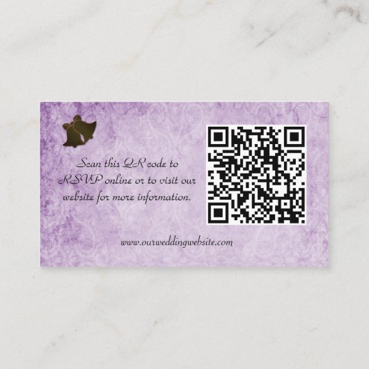 Romantische rustieke violette bruiloft website informatiekaartje (Achterkant)