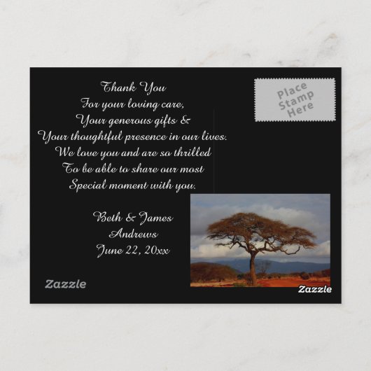 Romantische Safari Afrika Bridal Dank u kaarten (Achterkant)