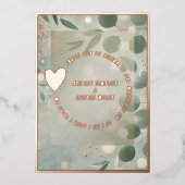 Romantische Sage Green Eucalyptus Wedding Folie Uitnodiging (Voorkant)