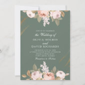 Romantische Sage Groene Pioen Bruiloft Uitnodiging (Voorkant)