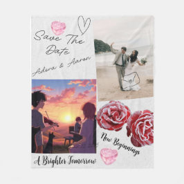 Romantische 'Save The Date' Trouwcollage Fleece Deken