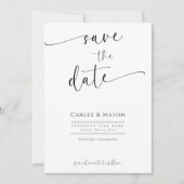 Romantische Save-the-Datekaart met Zwarte en Witte Save The Date (Voorkant)