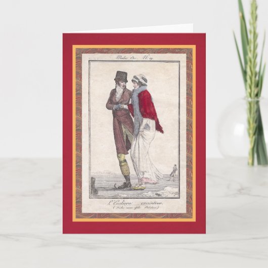 Romantische schaatsen stijl kerst Kaarten (Voorkant)