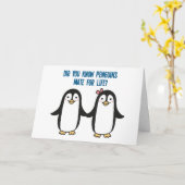 Romantische schattige pinguïns liefde kaart (Gele Bloem)