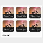 Romantische schemering Galaxy koppel bruiloft dank Vierkante Sticker (Vel)