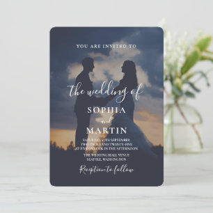 Romantische schemering silhouet foto script bruilo kaart