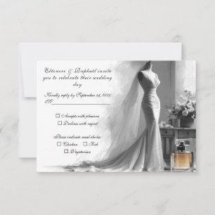 Romantische schets RSVP kaart – Elegante vintage b