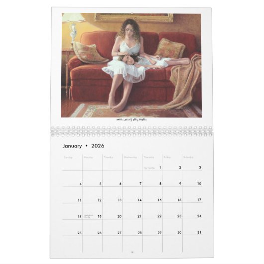 Romantische schilderijen van vrouwen van Barry DeB Kalender (Jan 2026)
