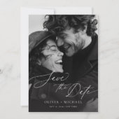 Romantische Script Foto Opslaan van de Datum uitno Save The Date (Voorkant)