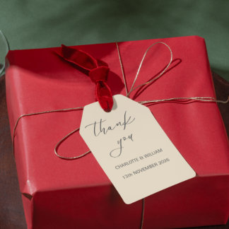 Romantische Script Klassieke Trouwgunst Tag Cadeaulabel