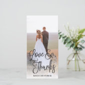 Romantische Script Trouw Dank Je Foto Kaart (Staand voorkant)
