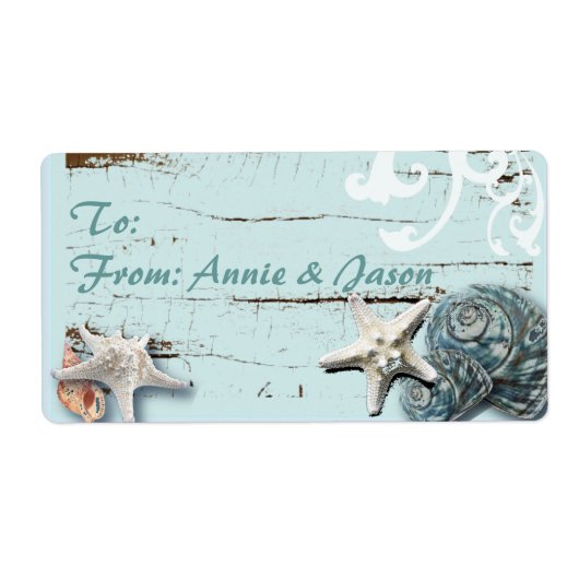 Romantische SeaShell bruiloft gunst geschenk label (Voorkant)