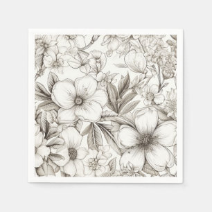 Romantische Sepia Bloem Wit Vintage Bloesem Servet