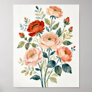 Romantische Shabby Chic Bloemkunst Poster