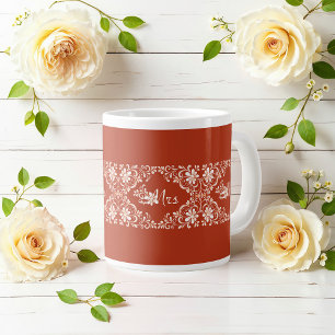 Romantische Shabby Chic Rode Roest Mevrouw Trouwmo Extra Grote Beker