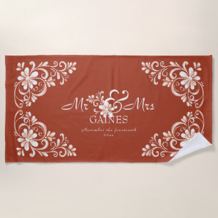Romantische Shabby Chic Rode Roest Mr Mevrouw Pasg Strandlaken