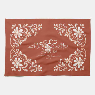 Romantische Shabby Chic Rode Roest Mr Mevrouw Pasg Theedoek