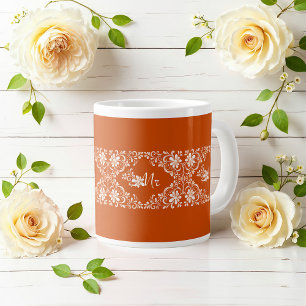 Romantische Shabby Chic Verbrand Sinaasappel Mr We Extra Grote Beker