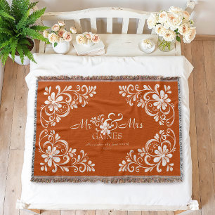 Romantische Shabby Chic Verbrande Oranje Mr & Mrs  Deken