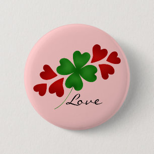 Romantische shamrock harten ronde button 5,7 cm