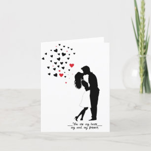 Romantische Silhouette Kiss Kaart - Aangepaste Val