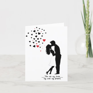 Romantische Silhouette Kiss Kaart - Aangepaste Val