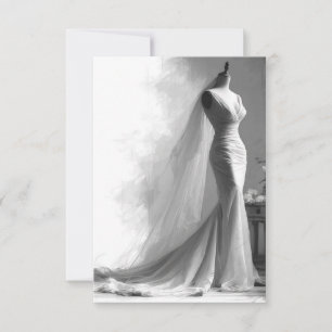Romantische Sketch RSVP-kaart - Elegante  bruid RSVP Kaartje