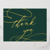 Romantische Smaragd en Gouden Folie Dank u Kaart (Voorkant)