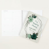 Romantische smaragd & zachte groene bloemenbruilof planner (Display)