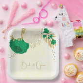 Romantische smaragdgroen en gouden witte bloemen papieren bordje (Feest)