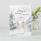 Romantische Snowy Winter Forest Waterverf Kaart (Staand voorkant)