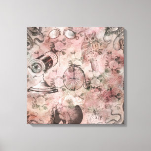 Romantische Steampunk   Antiek Vintage Ephemera Canvas Afdruk