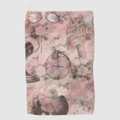 Romantische Steampunk | Antiek Vintage Ephemera Golfhanddoek (Voorkant)