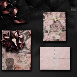 Romantische Steampunk   Antiek Vintage Ephemera Inpakpapier Vel