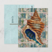 Romantische stijl Blue Seashell Briefkaart (Voorkant / Achterkant)