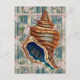 Romantische  stijl Blue Seashell Briefkaart
