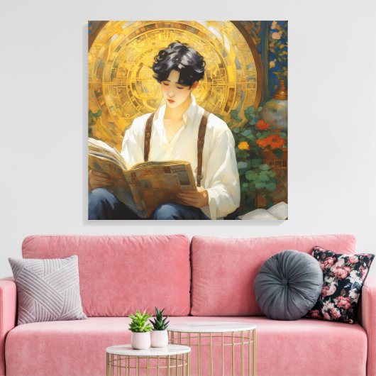 Romantische stijl kunst van het lezen van jongens canvas afdruk (Insitu (Woonkamer))