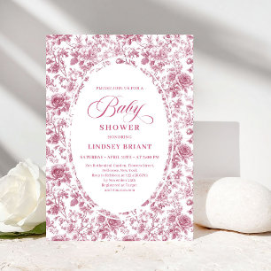 Romantische Stof Pink Bloemrozen Boho Baby Shower Kaart