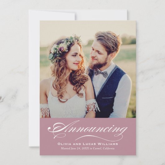 Romantische Stof Rose Calligrafie Ontvangst Kaart (Voorkant)