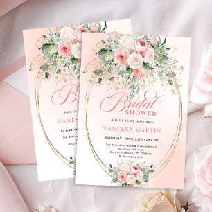 Romantische Stof Roze Eucalyptus Gouden Bruidsuitn Kaart