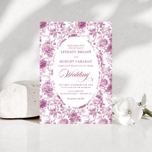 Romantische stoffige roze Toile de Jouy trouwuitno Kaart