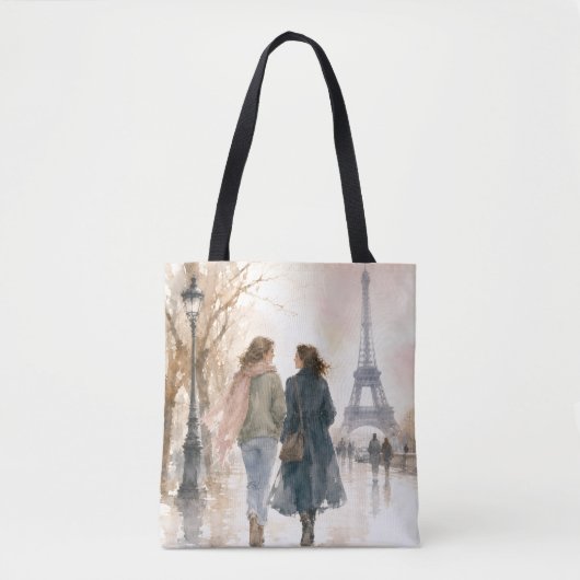 Romantische straatscène van Parijs print Draagtas (Voorkant)