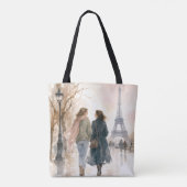 Romantische straatscène van Parijs print Draagtas (Achterkant)