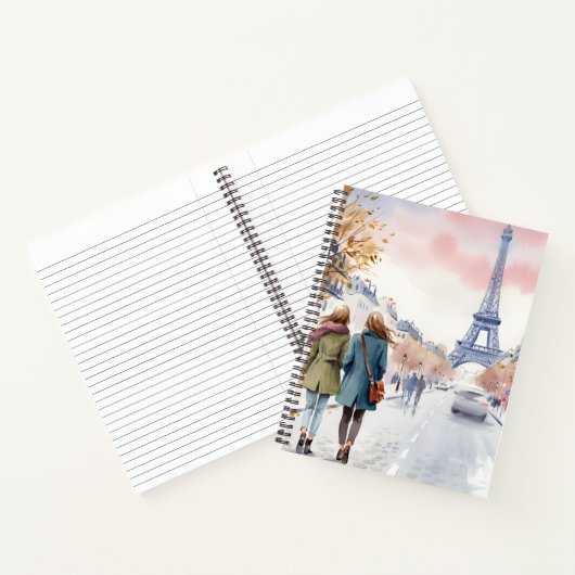 Romantische straatscène van Parijs print Notitieboek (Binnen)