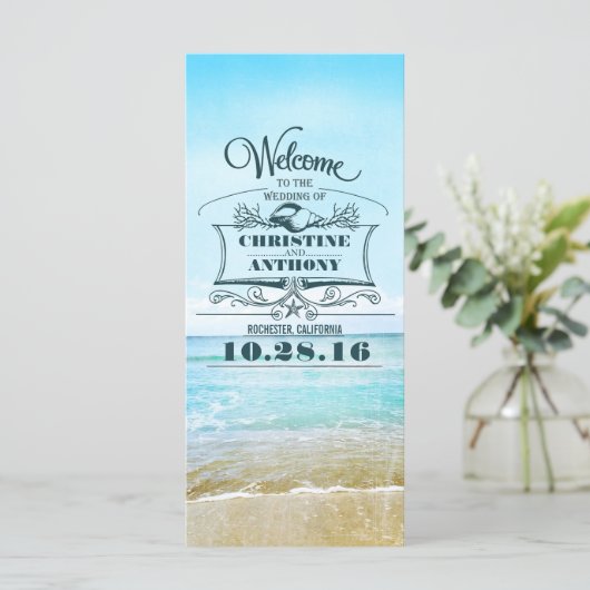 Romantische strand bruiloft programma's (Staand voorkant)