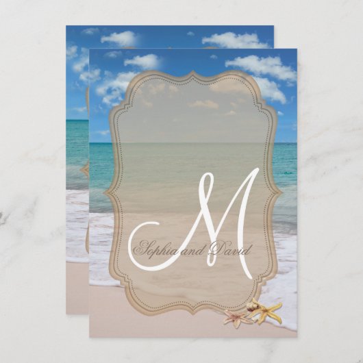 Romantische Strand Zeesterren Trouw Uitnodiging (Voorkant / Achterkant)