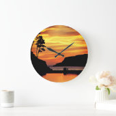 Romantische strandzonsondergang grote klok (Huis)