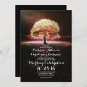 romantische string lichten boom roze bruiloft uitn kaart (Voorkant / Achterkant)