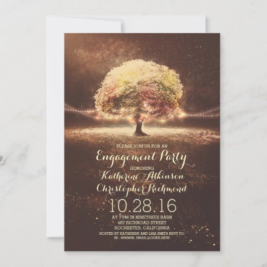 Romantische String Lights Tree herfst Engagement P Kaart (Voorkant)