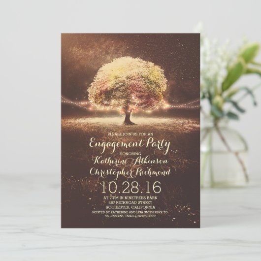 Romantische String Lights Tree herfst Engagement P Kaart (Staand voorkant)